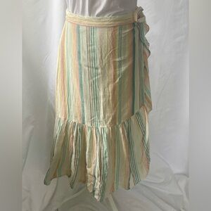 Chaps Side Wrapped  Ruffled ,Striped Multicolor Women's Skirt Size XL